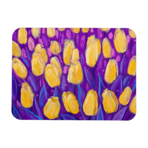 Magnet Flexible Tulipes Jaunes Fleurs de printemps de terrain pein