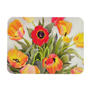 Magnet Flexible Tulipes oranges et rouges