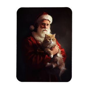 Magnet Flexible Turc Angora Chat Santa Claus Festif Noël