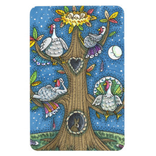 MAGNET FLEXIBLE TURKEY TREE, THANKSGIVING FUNNY GOBBLERS ROOSTING
