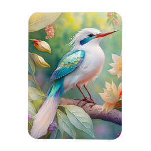 Magnet Flexible Turquoise aile  crête blanche Imaginaire Oiseau