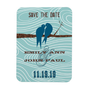 Magnet Flexible Turquoise Cute Kissing Inséparables assis dans un 