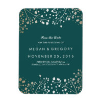 Turquoise et or Respiration du bébé Sauvez la date