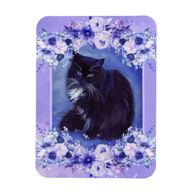 Magnet Flexible Tuxedo art de chat noir et blanc par Renee Lavoie (Vertical)
