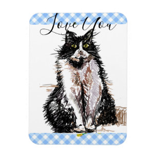 Magnet Flexible Tuxedo Cat Love You Black and White Cats