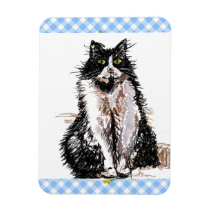 Magnet Flexible Tuxedo Chat Cute Dessin Black White Chats