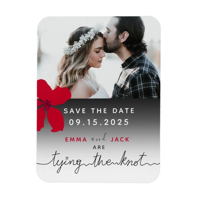 Magnet Flexible Tying The Knot Photo Wedding Enregistrer La Date (Vertical)