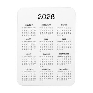 Magnet Flexible Typewriter font minimalist 2023 calendar