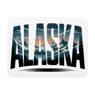 Magnet Flexible Typographie d'aventure en plein air en Alaska vint