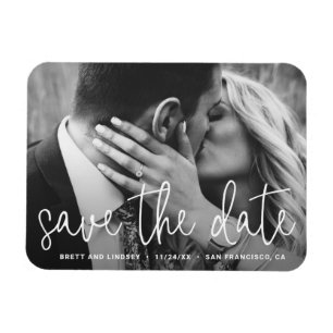 Magnet Flexible Typographie de script blanc moderne Photo Enregist