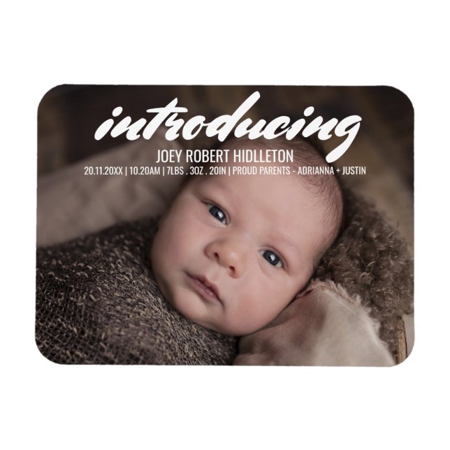 Magnet Flexible Typographie faire-part de naissance moderne (Horizontal)