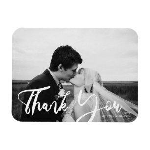 Magnet Flexible Typographie mariage 3 Merci photo noir et blanc