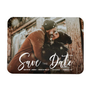 Magnet Flexible Typographie moderne Photo Enregistrer la date Mari