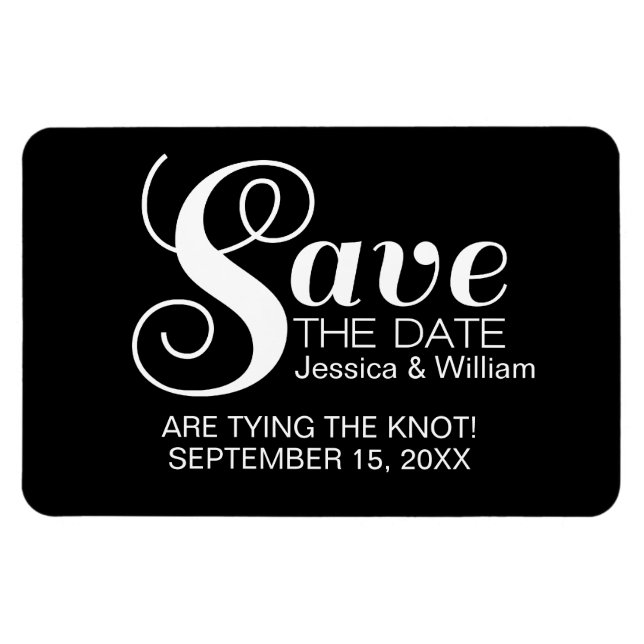 Magnet Flexible Typographie noir chic Enregistrer l'aimant de date (Horizontal)