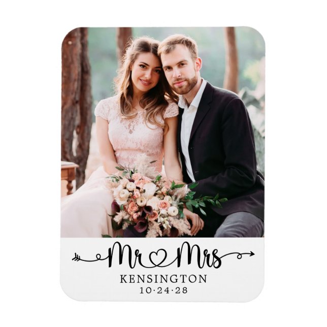 Magnet Flexible Typographie personnalisée de mariage avec photo de (Vertical)