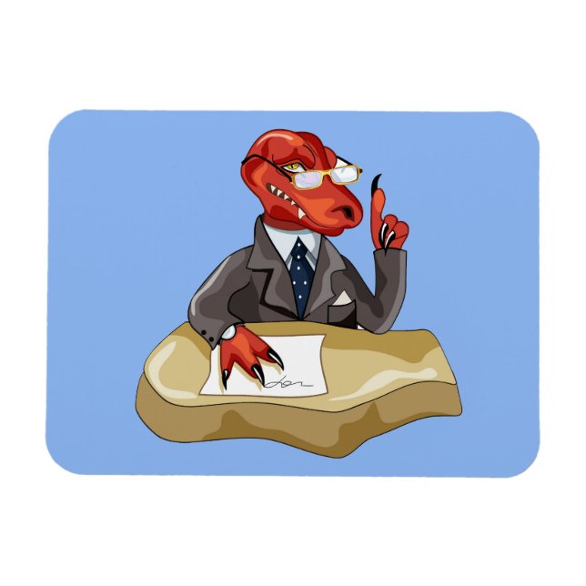Magnet Flexible Tyrannosaurus Rex Boss Assis À Un Bureau. 2 (Horizontal)