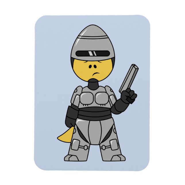 Magnet Flexible Tyrannosaurus Rex Habillé Comme Robocop. (Vertical)