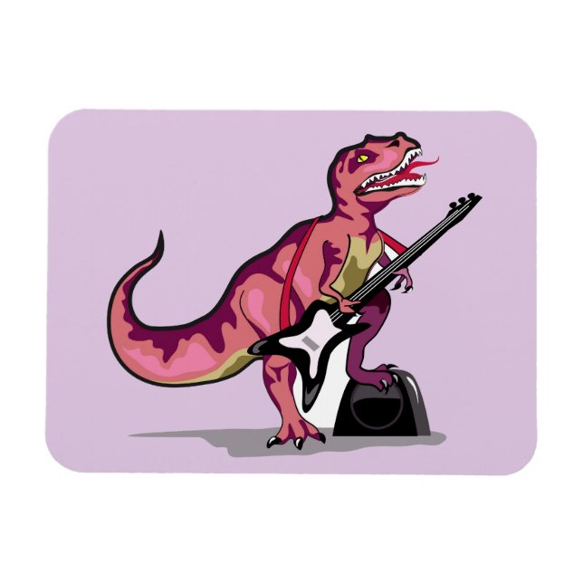 Magnet Flexible Tyrannosaurus Rex Jouant La Guitare. (Horizontal)