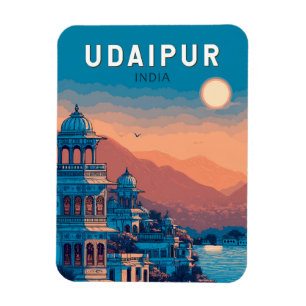 Magnet Flexible Udaipur Inde Illustration Voyage Art Vintage