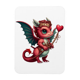 Magnet Flexible Un bébé Dragon Rouge Valentine