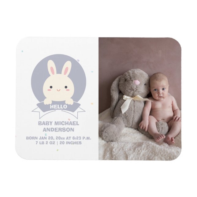 Magnet Flexible Un Bébé Élégant Faire-part de naissance Photo (Horizontal)