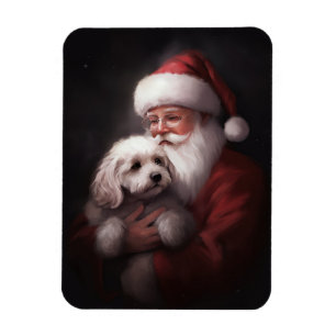 Magnet Flexible Un caniche au Père Noël Festif