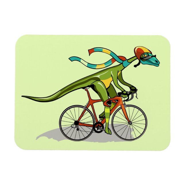 Magnet Flexible Un Dinosaure Anabisetia À Vélo. (Horizontal)