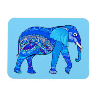 Un éléphant indien dans un Motif bleu arabesque