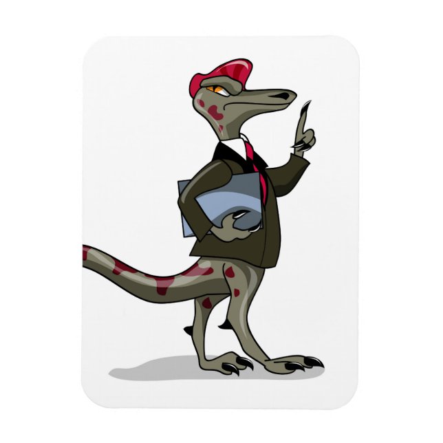 Magnet Flexible Un Greffier De Caricature Iguanodon. (Vertical)