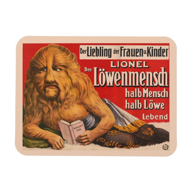 Magnet Flexible Un Homme Avec Tête Lion Lecture Shakespeare, 1913. (Horizontal)