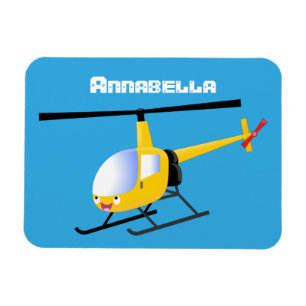 Magnet Flexible Un joli hélicoptère de dessin animé jaune