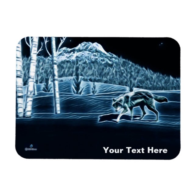 Magnet Flexible Un Loup Sur Neige (Horizontal)