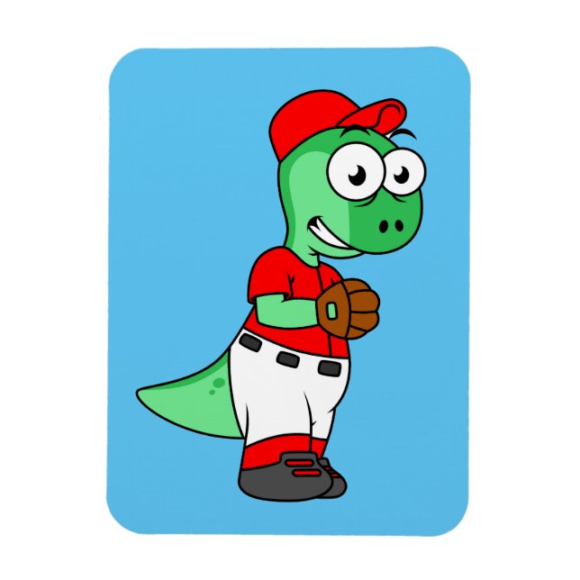 Magnet Flexible Un Pitcher De Baseball Pachycephalosaurus. (Vertical)