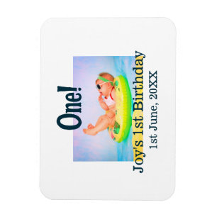 Magnet Flexible Un premier anniversaire photo moderne ajouter nom 