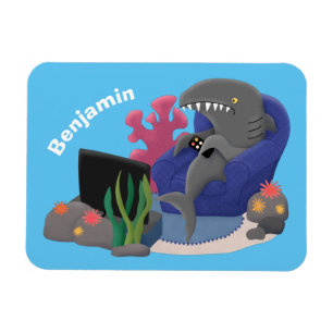Magnet Flexible Un requin drôle en regardant la bande dessinée de 