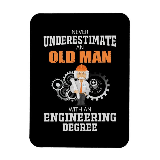 Magnet Flexible Un vieil homme ingénieur avec un diplôme d'ingénie (Vertical)