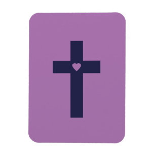 Magnet Flexible Une croix avec un cœur d'amour sacré