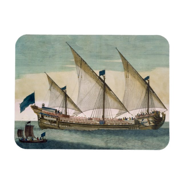 Magnet Flexible Une galère à trois mâts en cours de navigation, av (Horizontal)