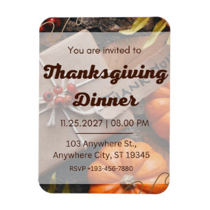 Magnet Flexible Une invitation sincère à un Thanksgiving délicieux