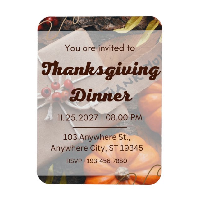 Magnet Flexible Une invitation sincère à un Thanksgiving délicieux (Vertical)