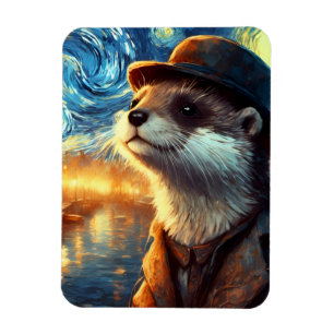 Magnet Flexible Une Otter dans la nuit étoilée