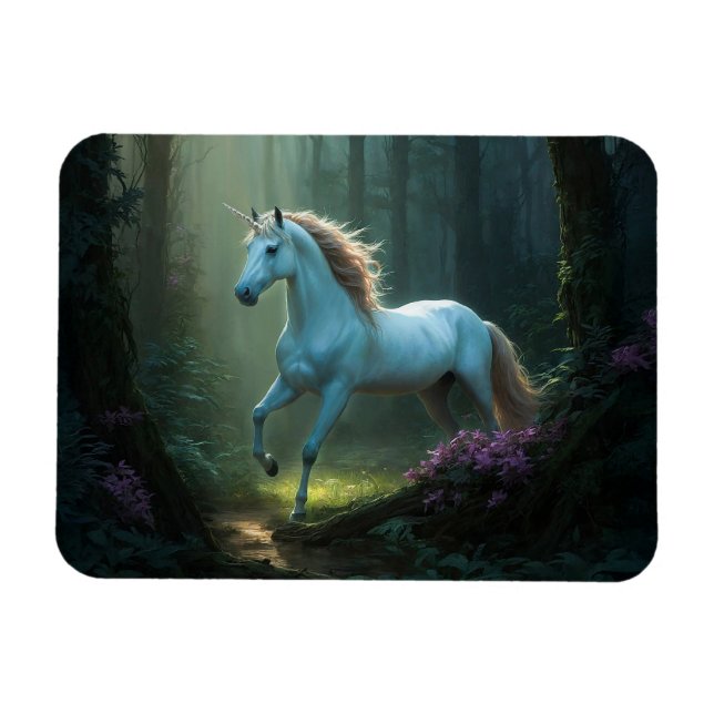 Magnet Flexible Unicorne magique en forêt enchantée (Horizontal)