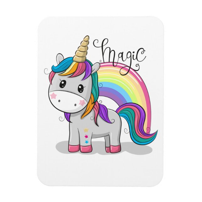 Magnet Flexible Unicorne mignonne aux yeux grands (Vertical)