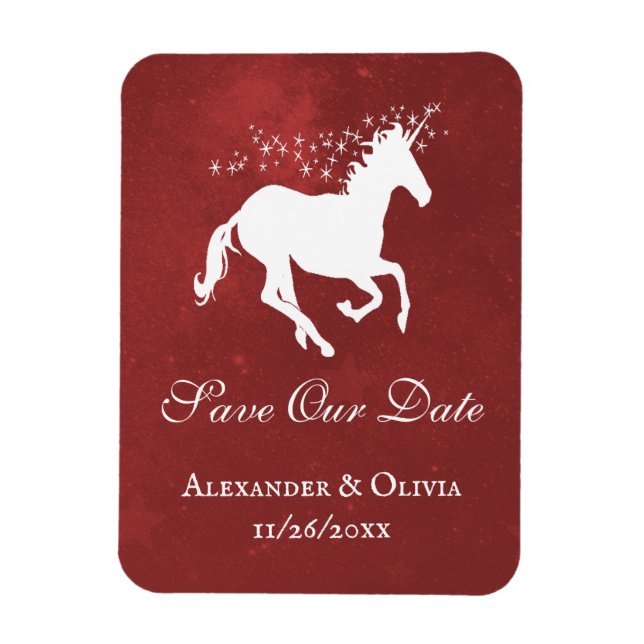 Magnet Flexible Unicorne Rouge Enregistrer l'aimant Date (Vertical)