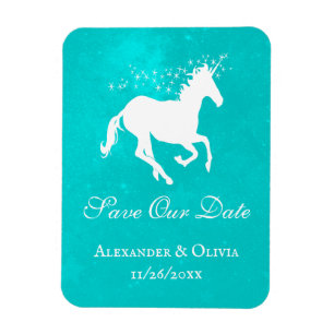 Magnet Flexible Unicorne Turquoise Enregistrer L'Aimant Date