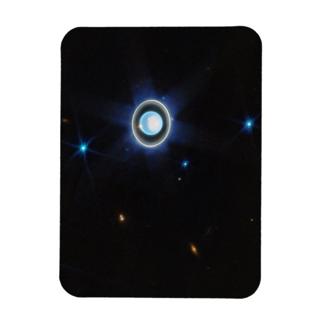 Magnet Flexible Uranus planétaire avec anneaux et lunes Image JWST (Vertical)