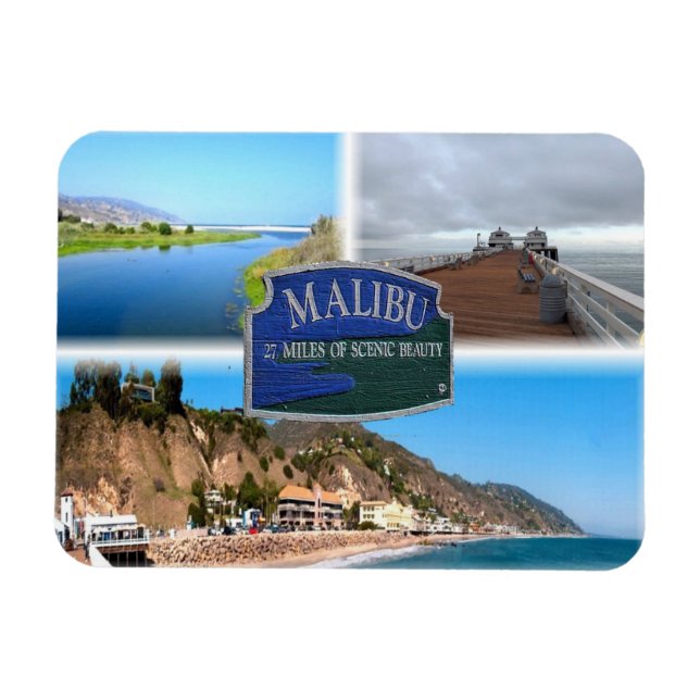 Magnet Flexible US Los Angeles - Malibu - Lagon - Jetée - Plage (Horizontal)