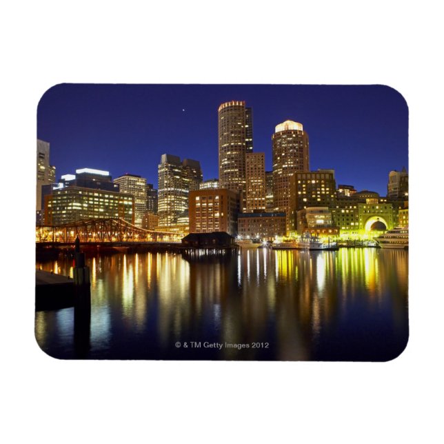 Magnet Flexible USA, Boston, ville skyline la nuit (longue (Horizontal)
