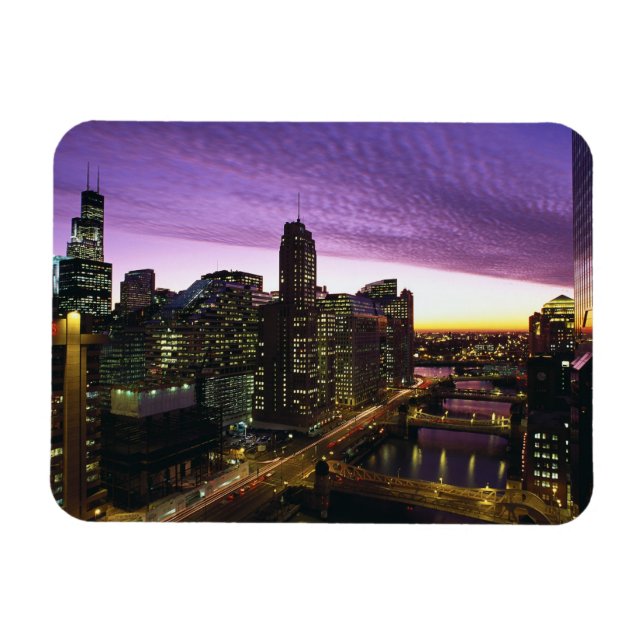 Magnet Flexible USA, IL, Chicago. Ligne d'horizon de Chicago et ri (Horizontal)