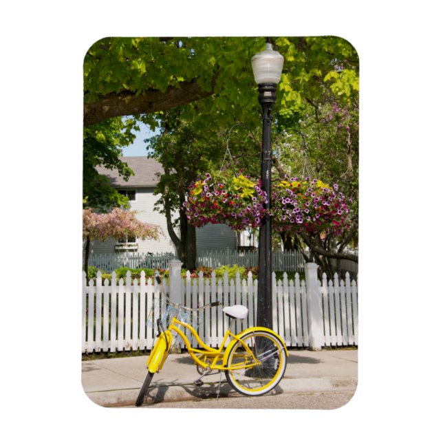 Magnet Flexible USA, Michigan, île Mackinac. Vélo jaune (Vertical)